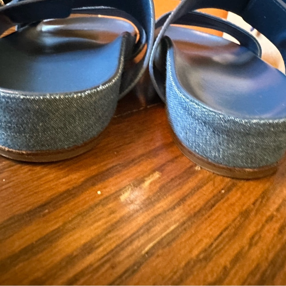 Louis Vuitton Navy and Denim Slide Sandals. Authentic. Original Dust Bags, Box. - Picture 5 of 8